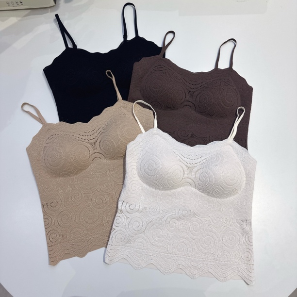 ALN柔纱蕾丝短袖的3.0加厚杯A变C固定杯吊带背心打底内衣女亲肤
