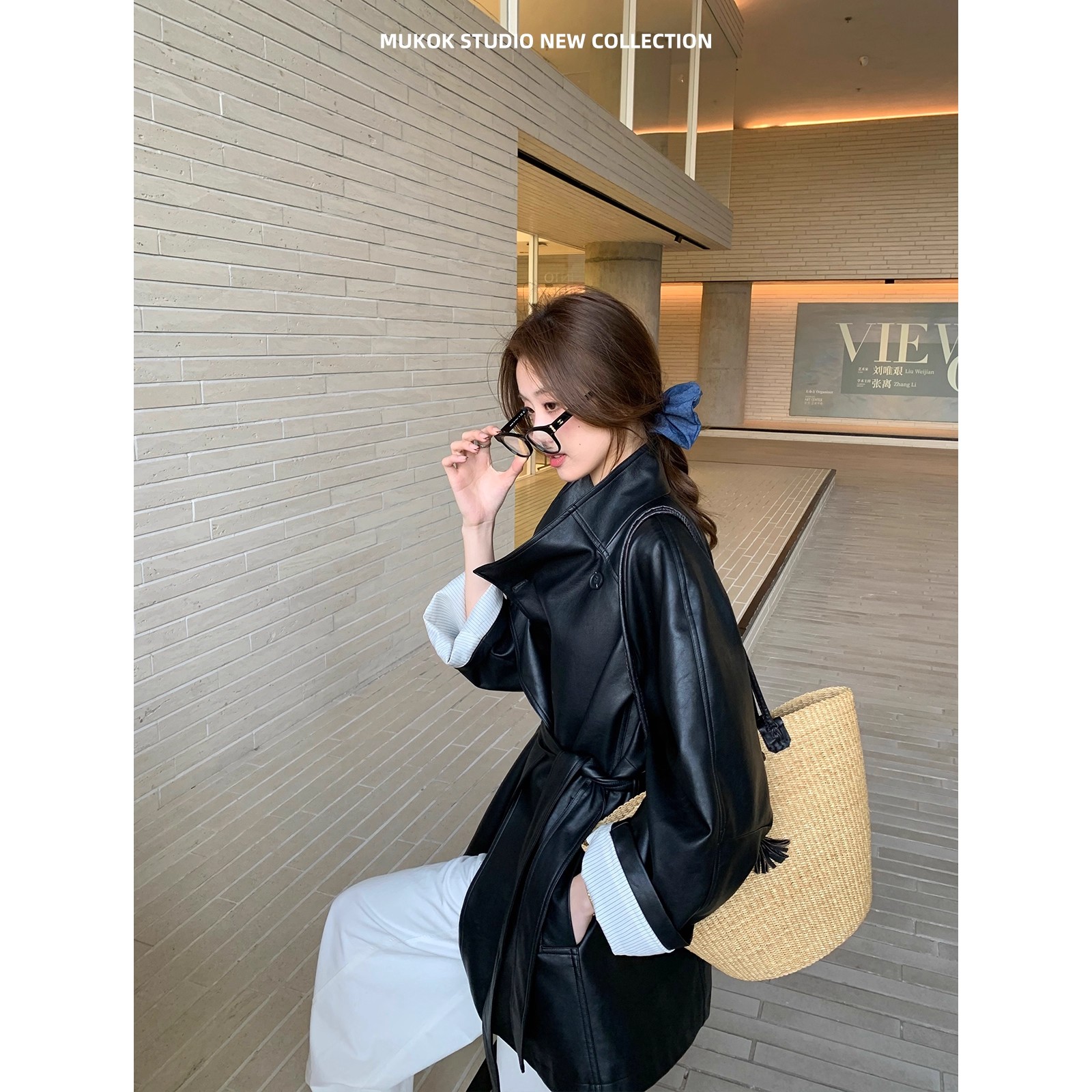 厚款秋季长袖水洗皮系带绑带皮衣网红上衣城市机能风6216加绒加厚