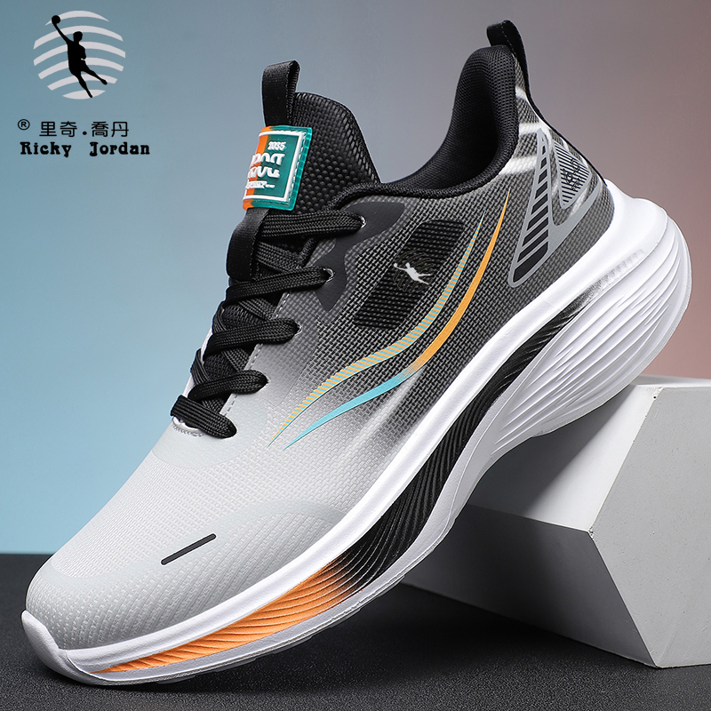 Ricky Jordan/里奇·乔丹男鞋秋冬休闲皮面轻便加绒减震跑步运动鞋