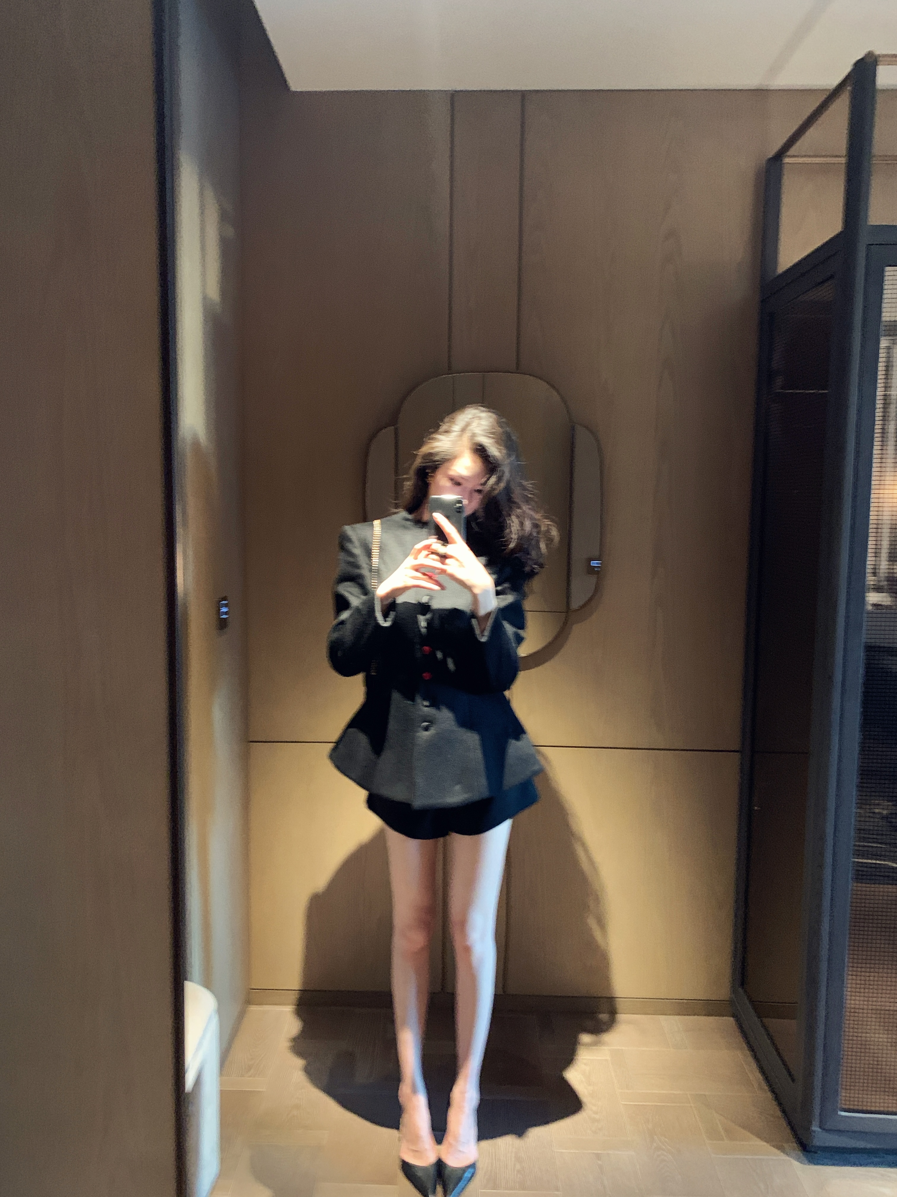 进口澳洲绵羊毛撞色本布包扣蜂腰廓形单排扣外套