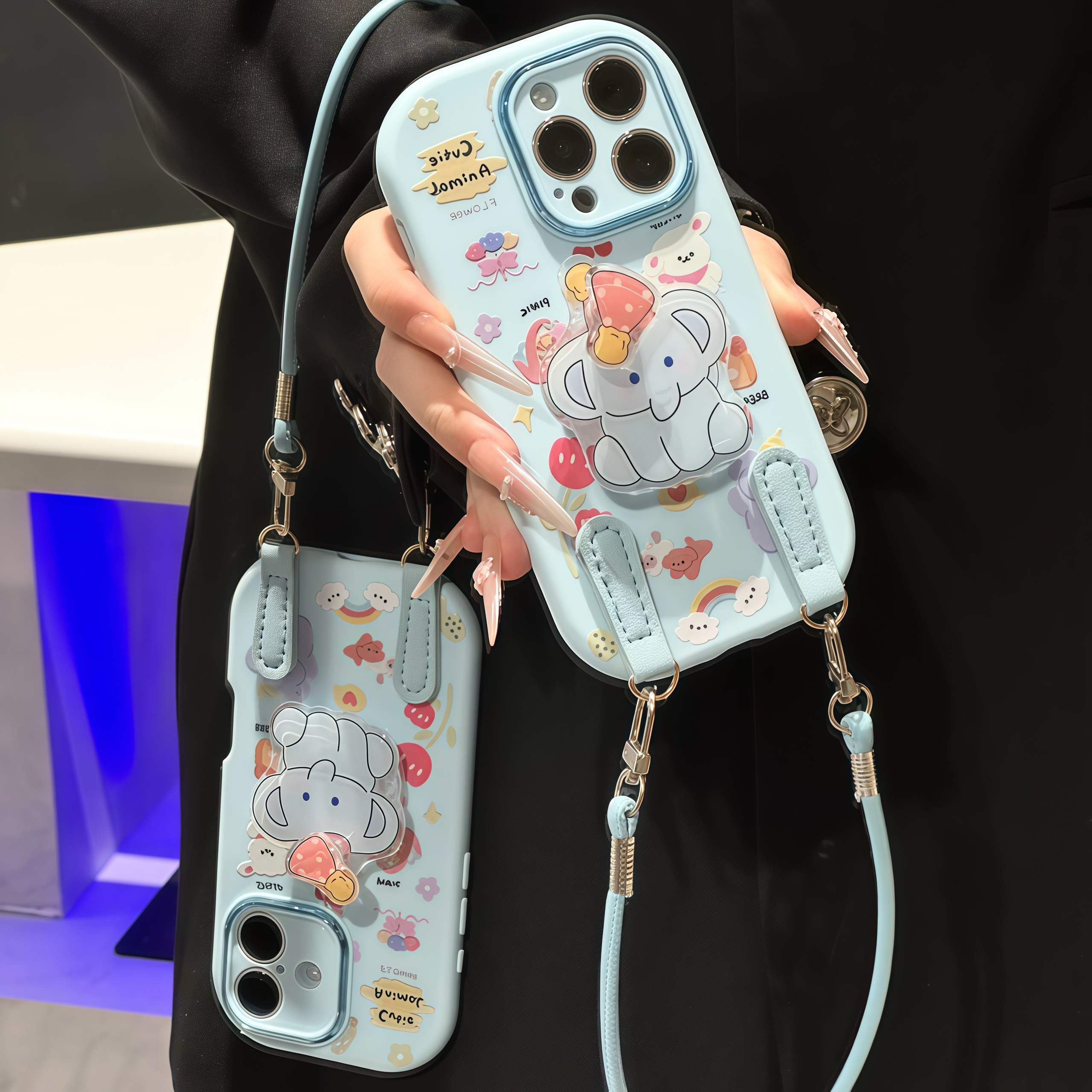 大象帽子转转支架挂绳适用苹果17手机壳iPhone16小米vivo华为oppo