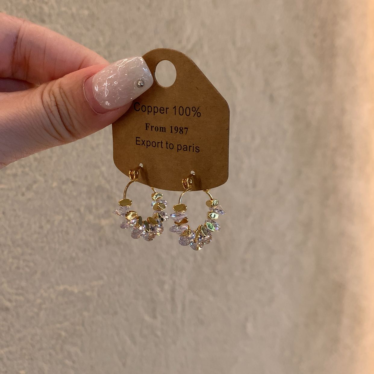 合金锆石耳饰 韩系不规则几何切面锆石耳扣小众高级爆闪圆圈耳饰