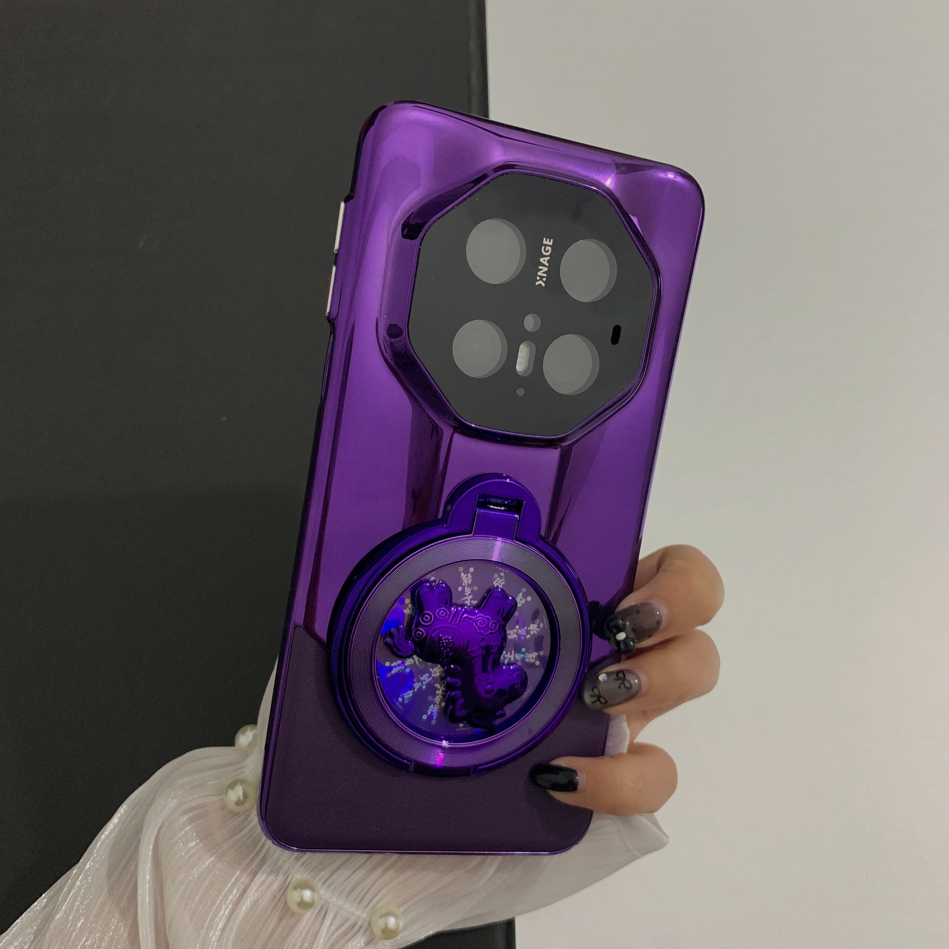 适用于华为mate70rs非凡大师手机壳小众创意全包防摔紫色发财小马