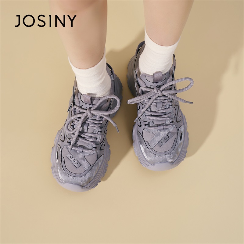 卓诗尼低帮系带老爹鞋女2025秋冬新款休闲百搭厚底增高舒适运动鞋