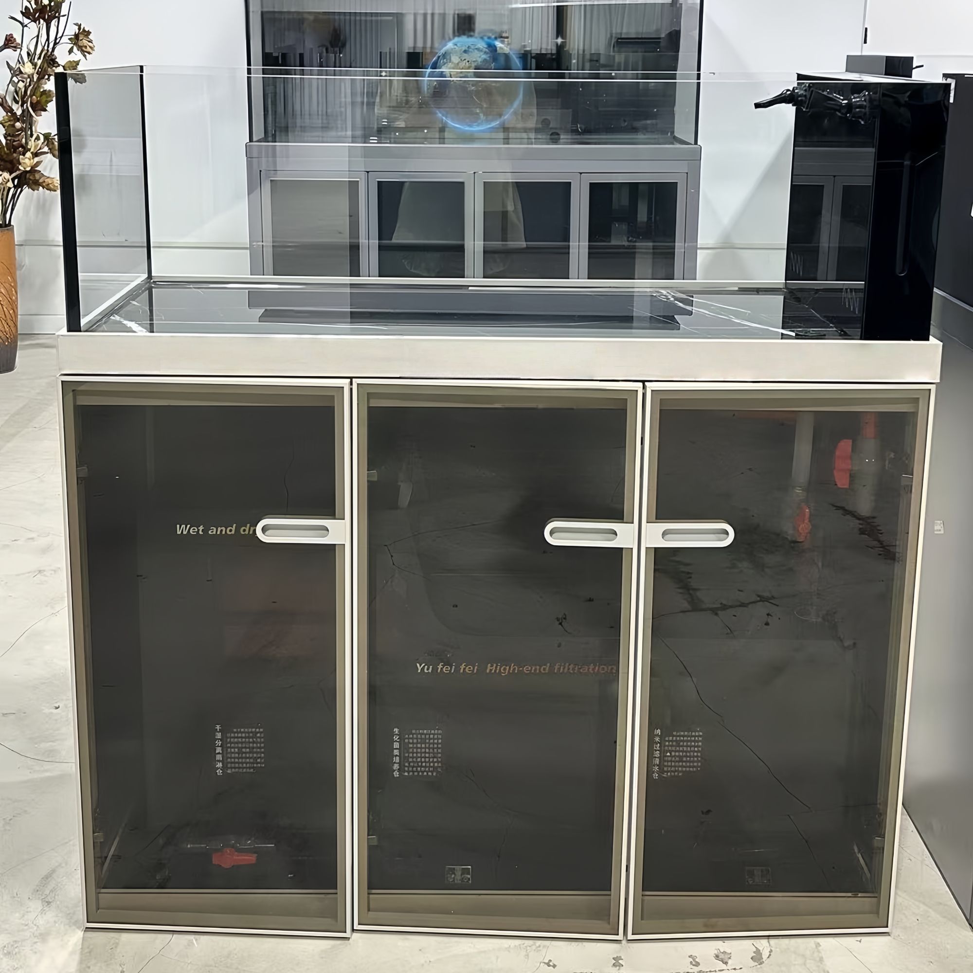 心悦新款 C款玻璃门工业风溪流右侧侧溢流底部过滤鱼缸