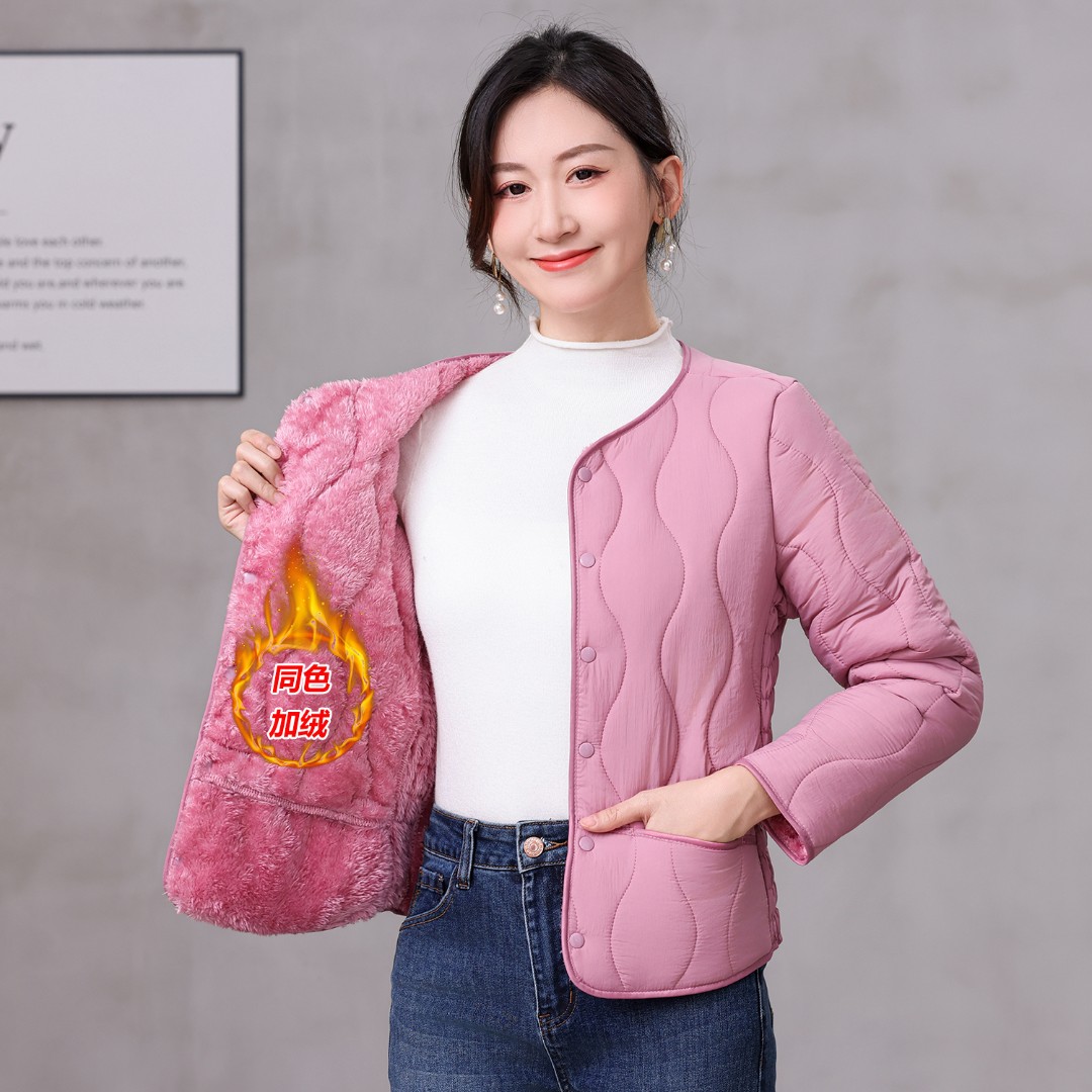 秋冬新款女士棉服棉衣加绒加厚内胆短款保暖中老年棉袄修身外套