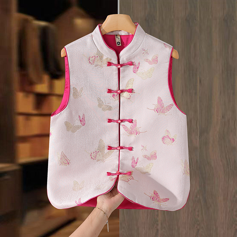 新款马夹单排扣直襟盘扣新中式上衣洋气日常春秋马甲