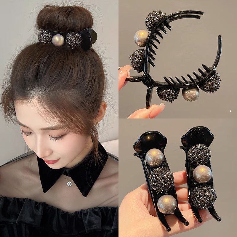 诗泊雅 丸子马尾发夹头饰后脑勺网红鲨鱼夹子