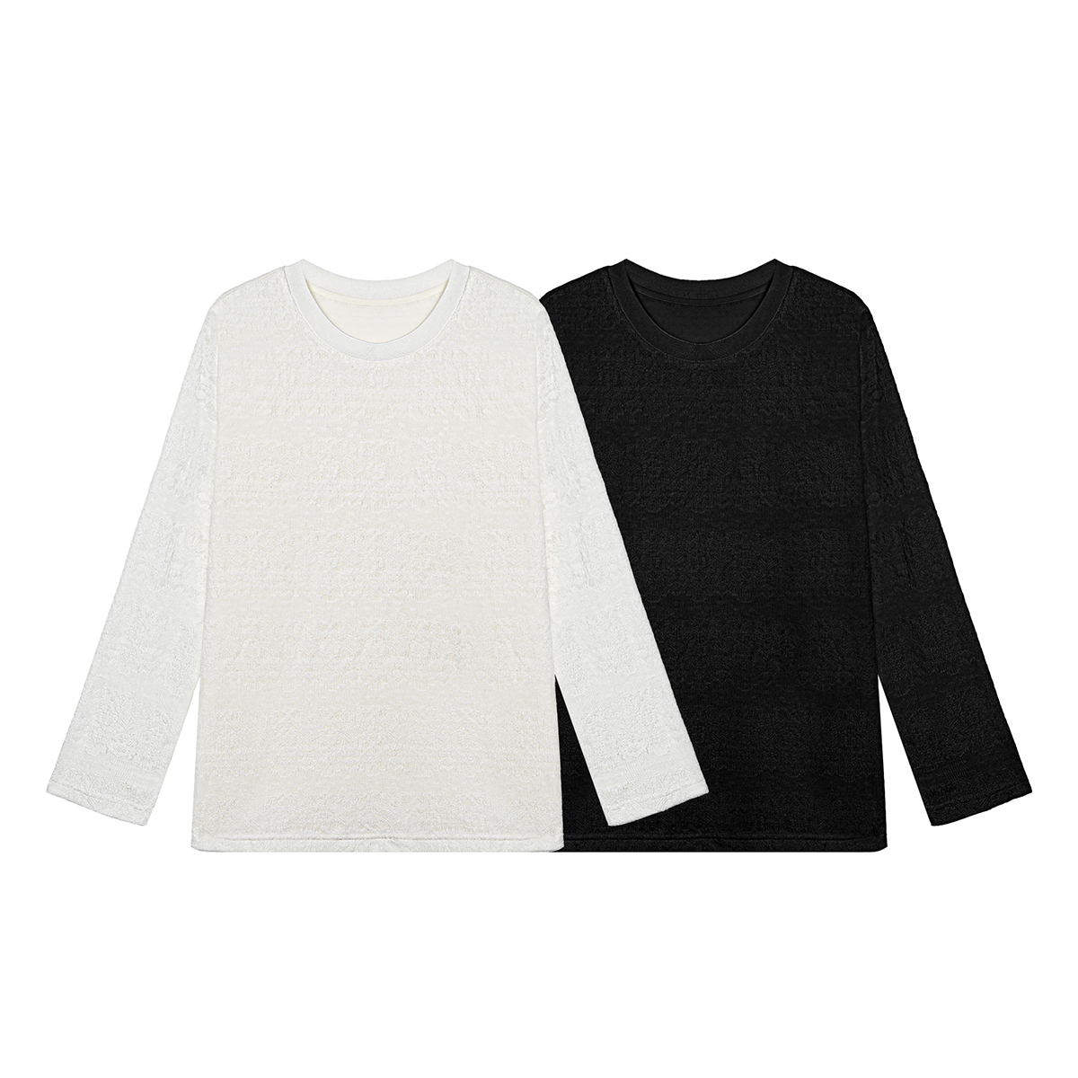 金雀绫【白月光】设计款提花针织加宽加大长袖T恤套头衫SZA3SL634