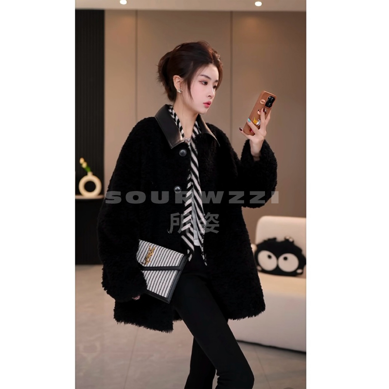 SOURWZZI/所姿新款设计师气质加厚休闲女士羊毛外套SZ-25158