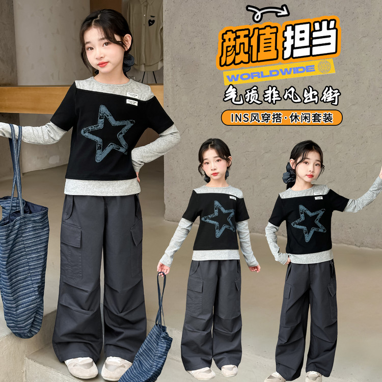 李宁联名恪戈女童工装裤宽松裤子春秋季2025新款中大童休闲防蚊裤
