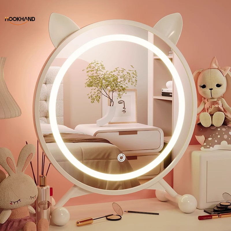 镜子智能LED台式桌面化妆镜带灯卧室梳妆台梳妆镜高清网红补光镜