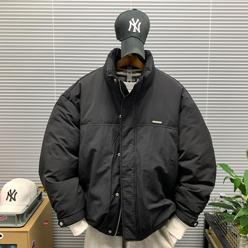 冬季新款立领防风保暖羽绒服外套男士休闲宽松潮牌工装羽绒面包服