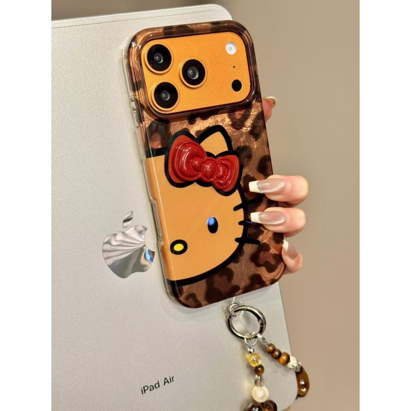 韩系复古豹纹蝴蝶结猫咪适用于iphone17promax苹果16pr手机壳新款