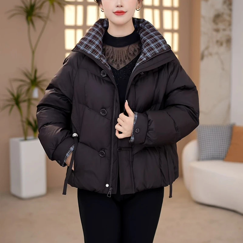 时尚短款羽绒服女冬2025年新款洋气百搭宽松休闲加厚白鸭绒外套