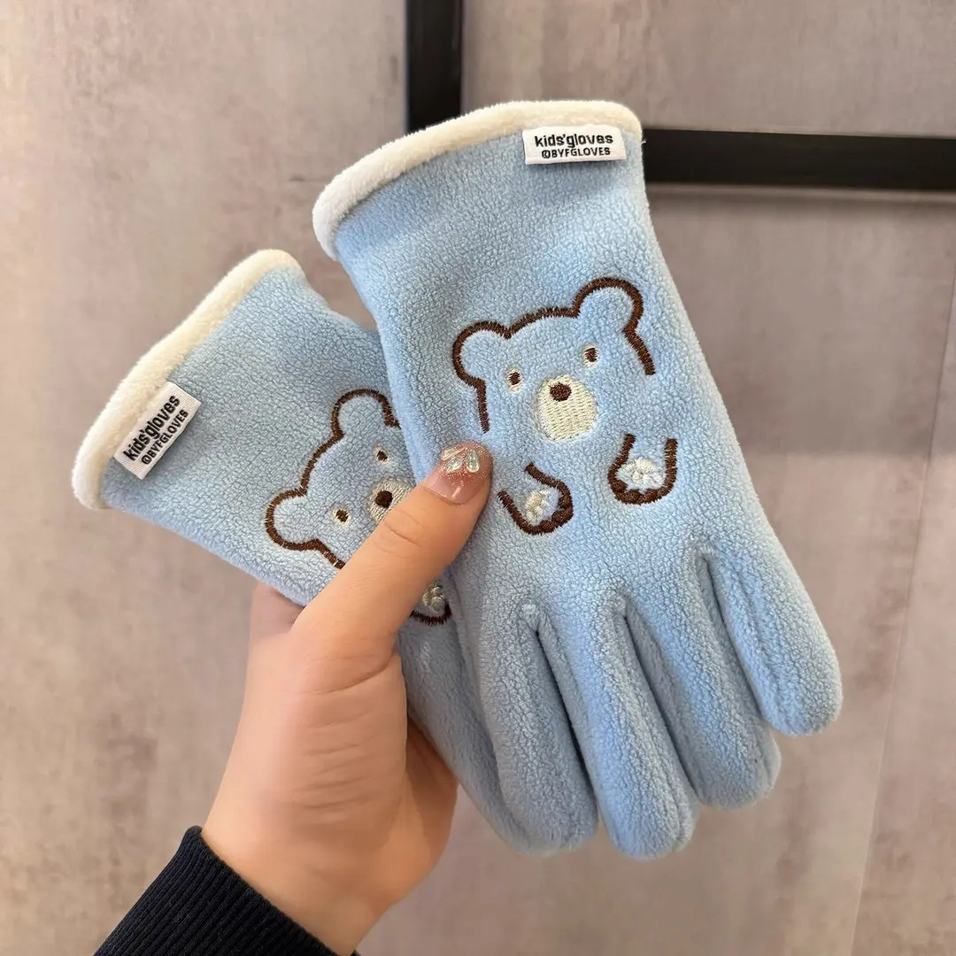 7-13岁儿童手套秋冬季保暖防寒男女童骑车加绒薄款小学生防冻五指