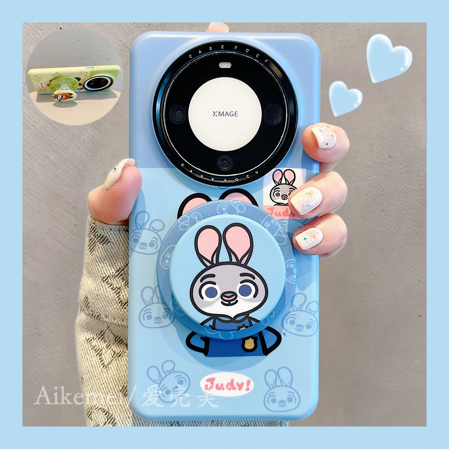 适用华为mate70pro+手机壳菲林拼色mate60pro+兔子狐狸磁吸支架女