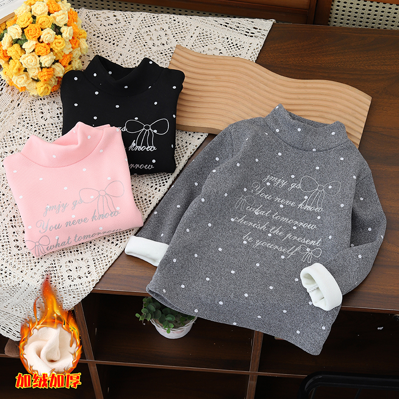 女童打底衫秋冬2025新款中小童长袖t恤加绒加厚冬季小孩内搭上衣