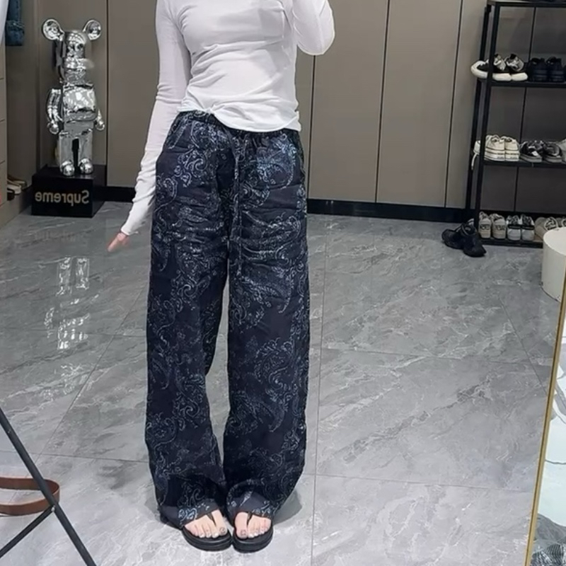 Aimeerosa/艾洛莎休闲裤时尚百搭长裤夏季网红抽绳潮流棉麻阔腿裤