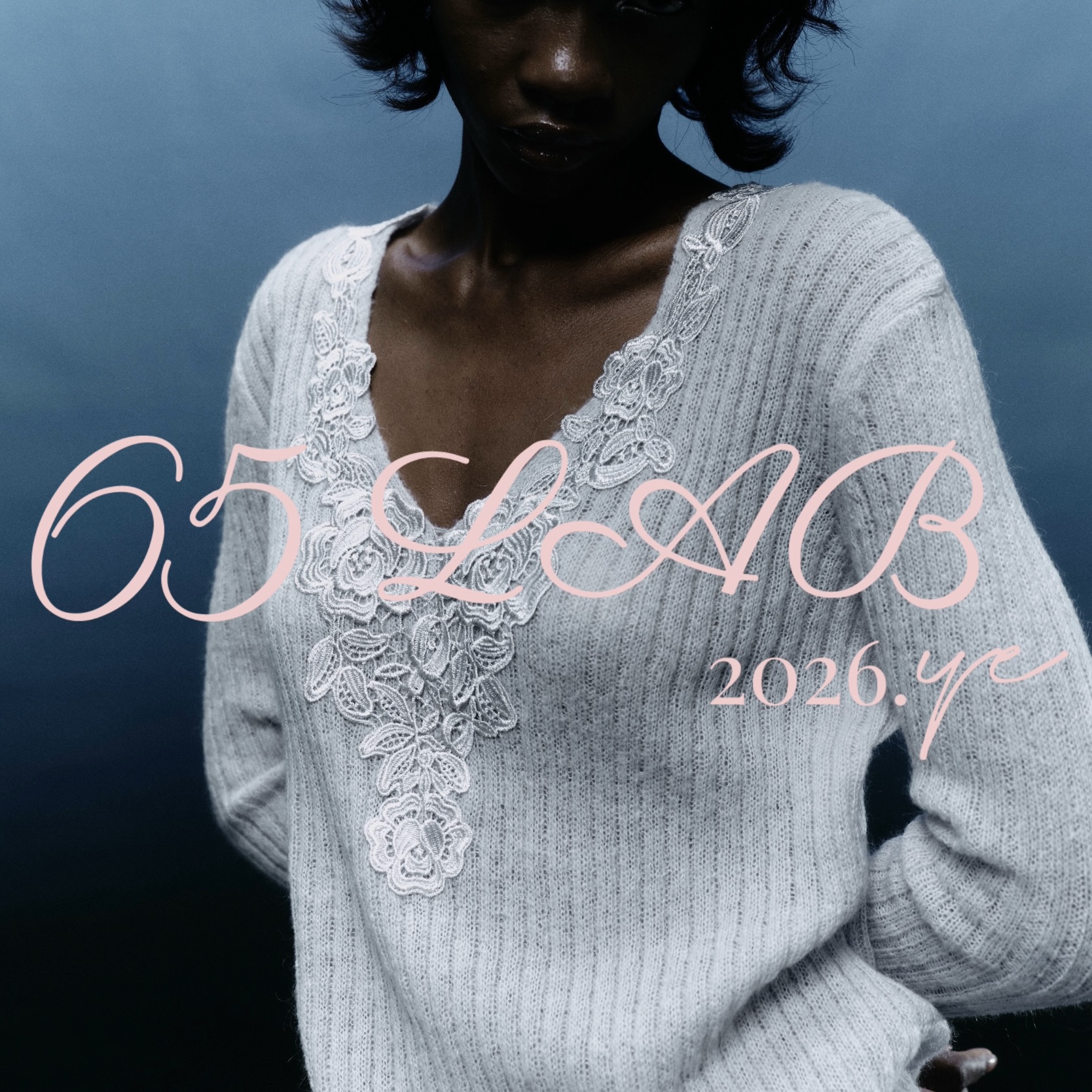 65LAB*「蕾丝毛衣」高定奢牌同源蕾丝 马海毛混羊毛 V领针织