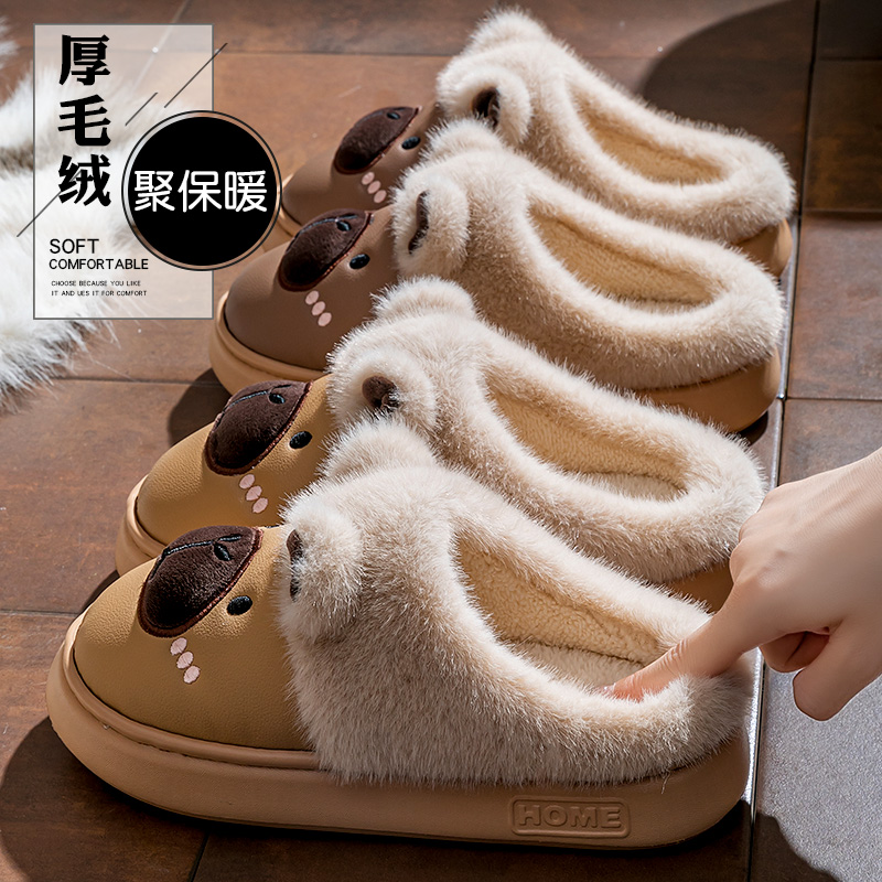 防水棉拖鞋女款冬季2025新款室内家居保暖防滑厚底勃肯棉拖男冬天