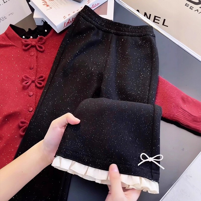 女童裤子春秋季2025新款儿童洋气小香风微喇叭裤秋装女孩休闲裤潮