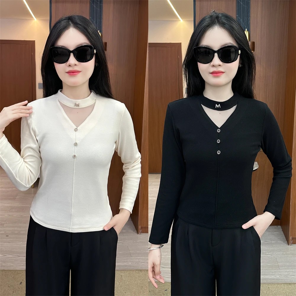 时尚洋气半高领打底衫女2025秋冬季新款修身显瘦百搭T恤内搭上衣