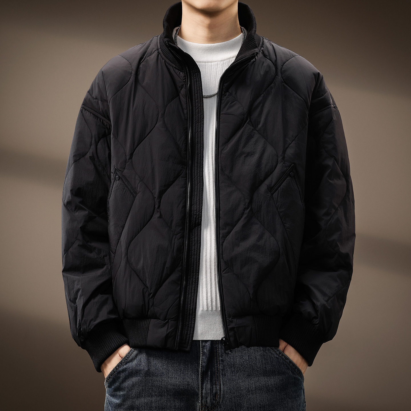 MR.MUDI/穆迪先生冬季高端90鸭绒立领羽绒服男士潮牌抗寒保暖外套