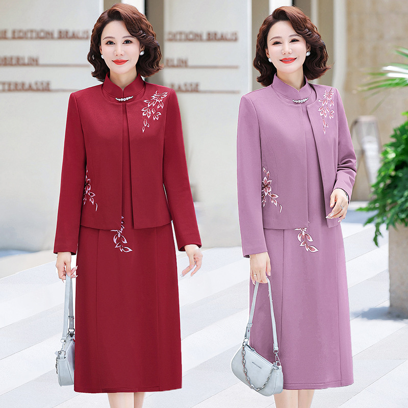 喜婆婆婚宴装遮肚两件套装2025新款结婚礼妈妈礼服旗袍高贵连衣裙