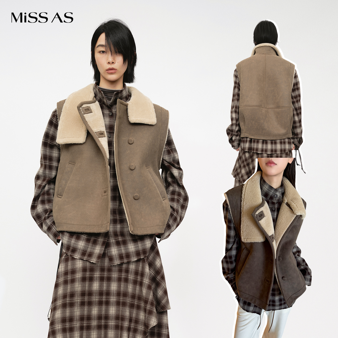 【YOEYYOU】百搭短款围巾领单排扣无袖马甲上衣25秋冬MISSAS买手店