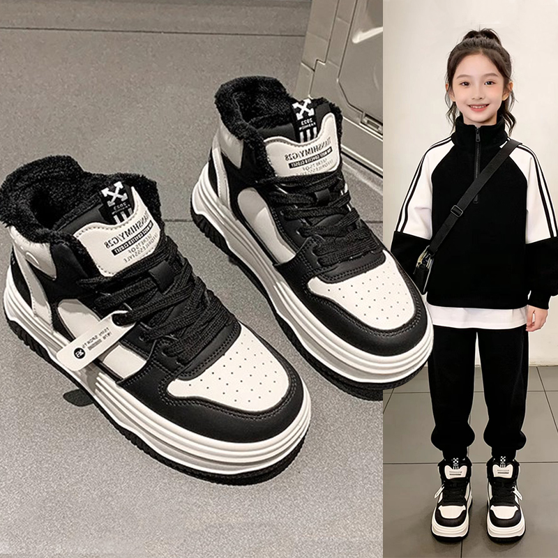 女童加绒棉鞋2025秋冬新款女孩6-12岁潮款学生防滑运动鞋儿童鞋子