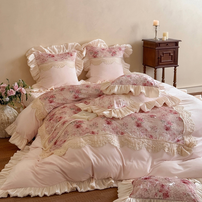 四件套牛奶绒被套床单家纺床上用品加厚加绒秋冬季被罩主卧床盖款