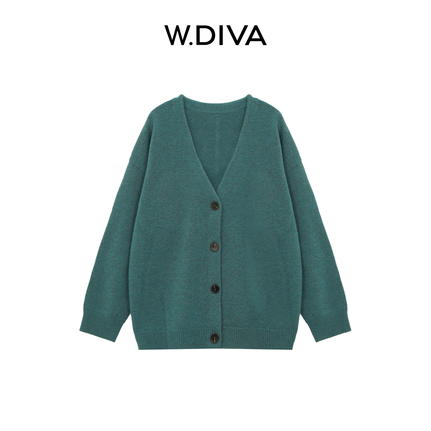 W.Diva【青岚】山羊绒宽松长袖针织开衫纯欲慵懒风女装51Z031358