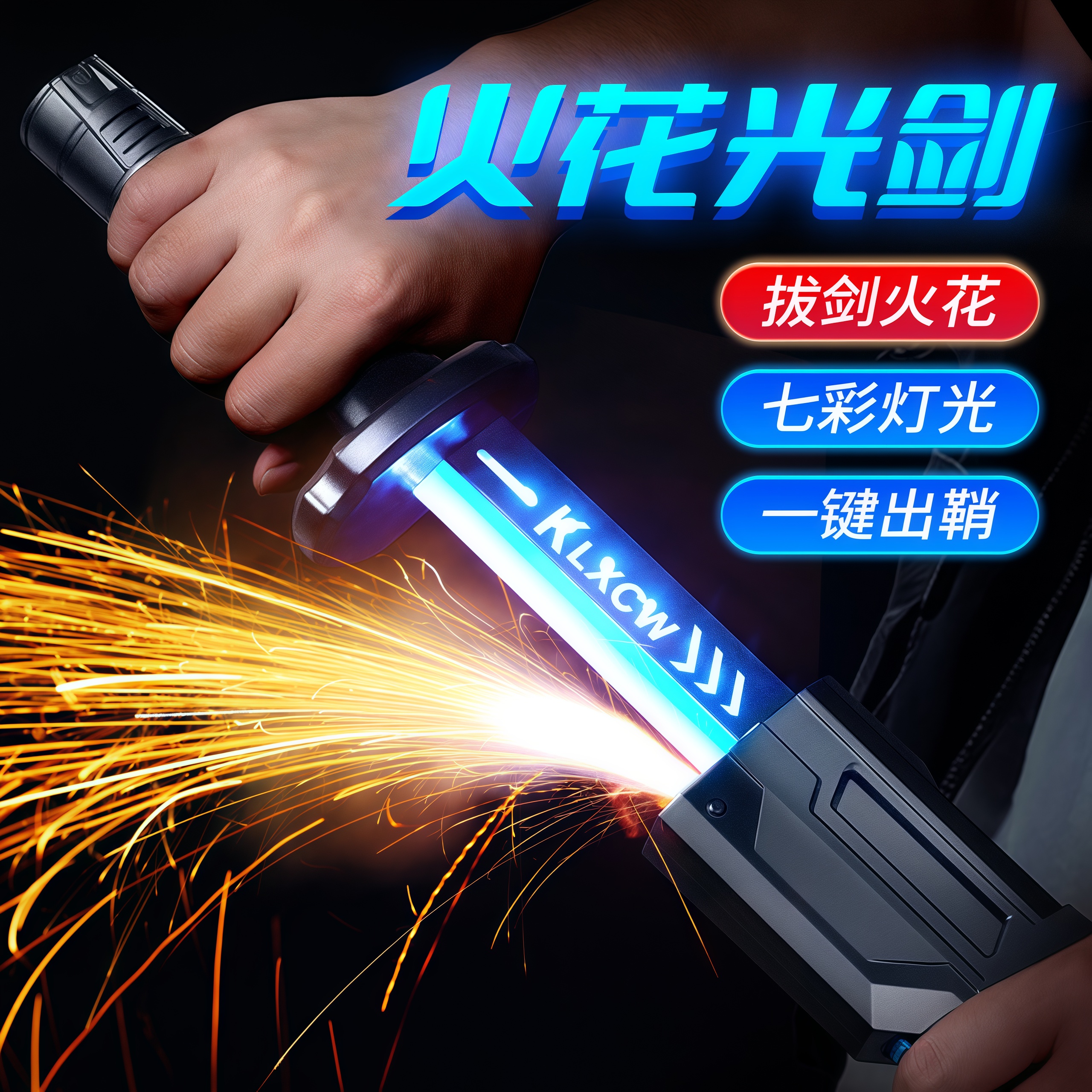 火花光剑喷雾流光激光剑玩具3-6岁儿童玩具发光玩具男孩新年礼物