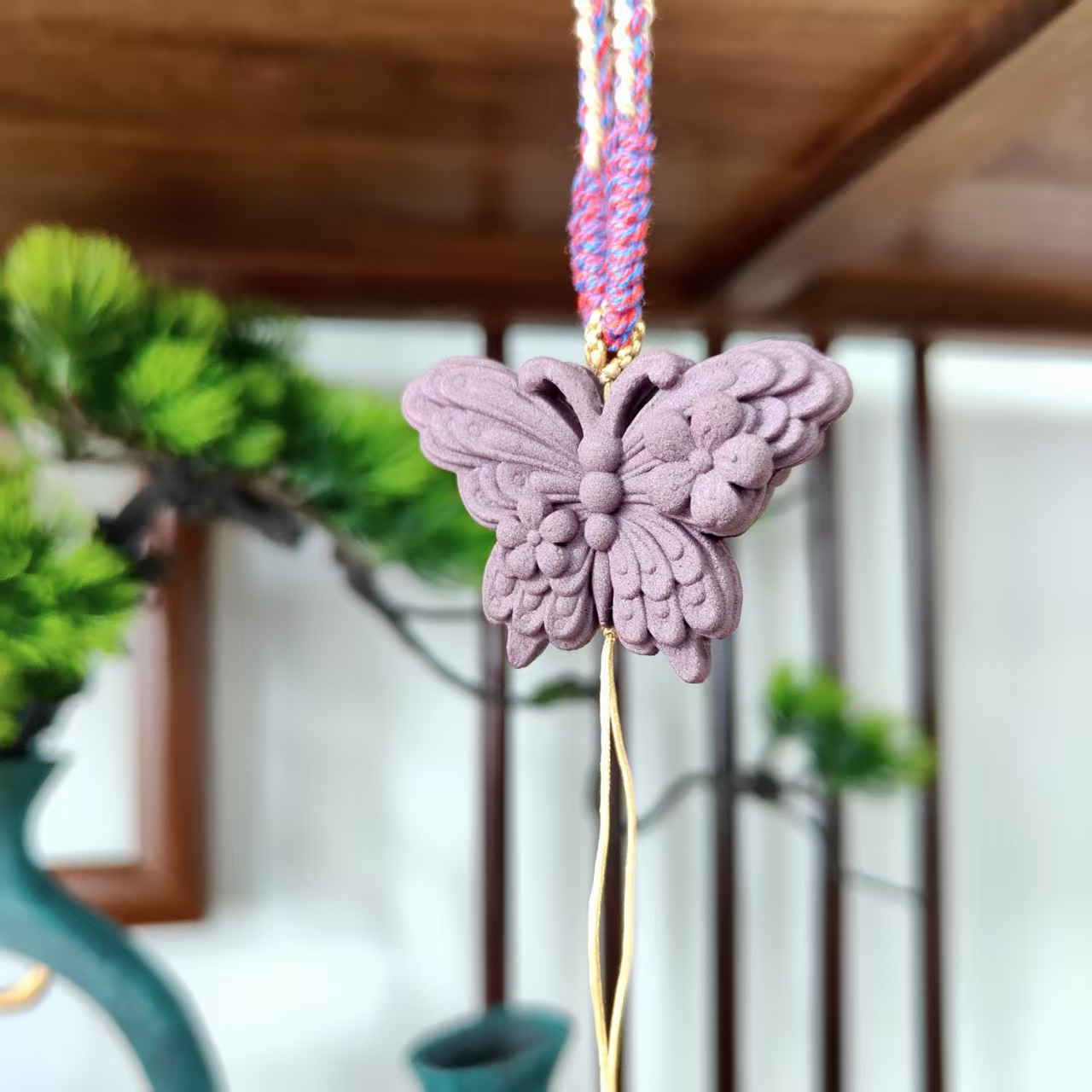 【紫色花蕊夫人】双面蝴蝶手工优雅合香非遗牌