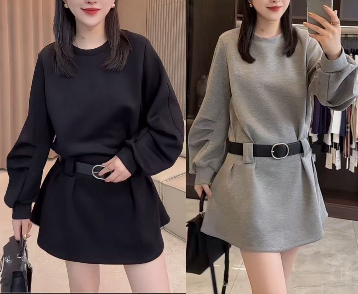 2025新款高级感轻奢长袖连衣裙秋冬季圆领连衣裙女款时尚爆款