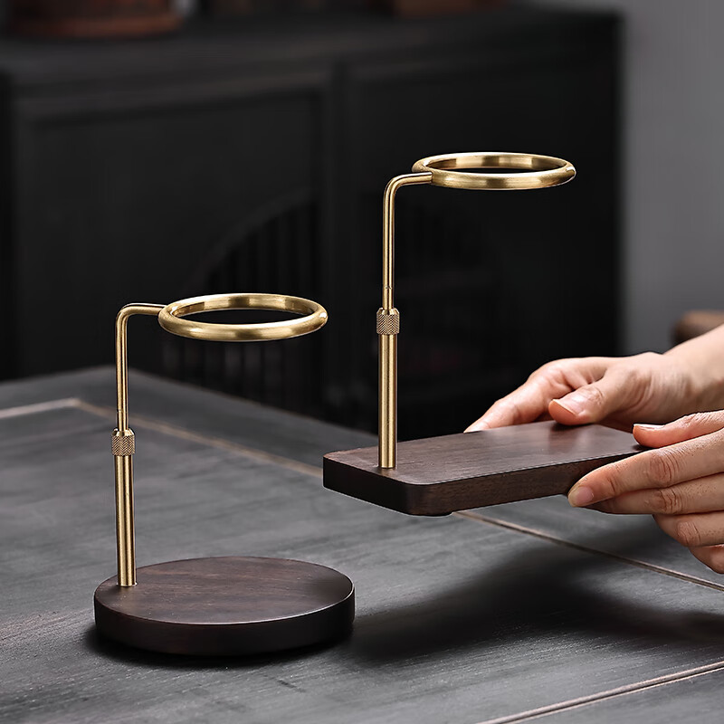 黑檀木泡茶支架玻璃公道杯易泡架懒人冲茶器架子茶漏茶滤茶具配件