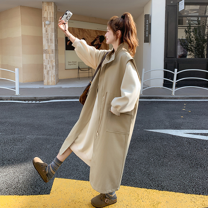 工装风衣马甲卫衣连衣裙套装裙女早春2025年新款两件套学院风韩系