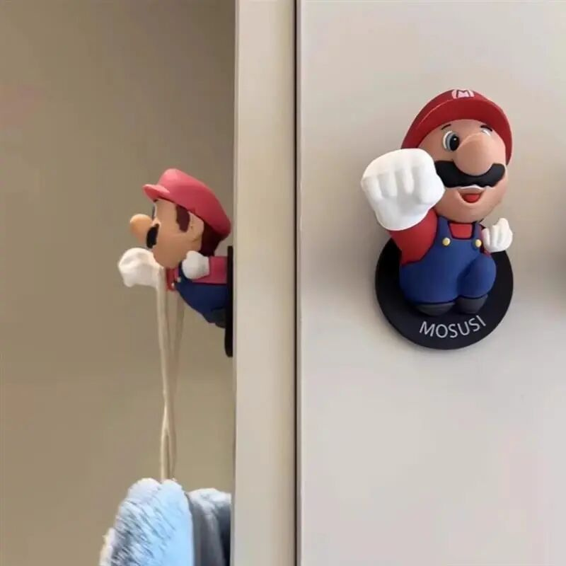 可爱卡通马里奥挂钩卫生间毛巾免打孔挂钩门口悬挂钥匙毛巾架HR
