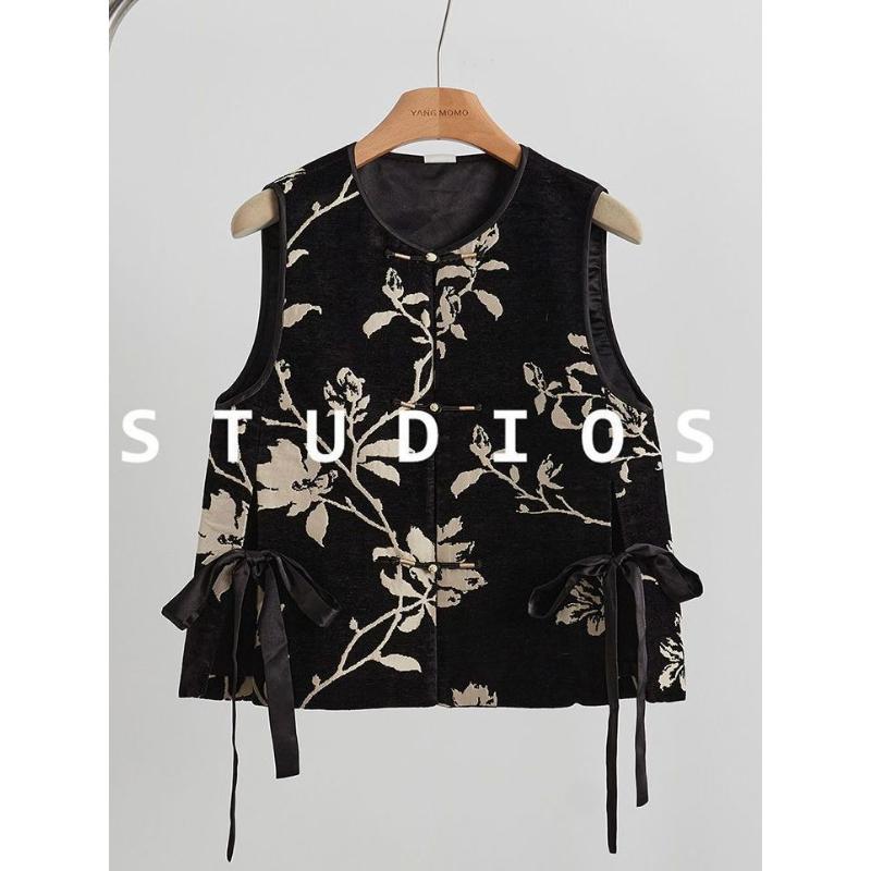 新中式中国风清冷禅意提花马甲气质洋气叠穿背心坎肩2025早秋女装