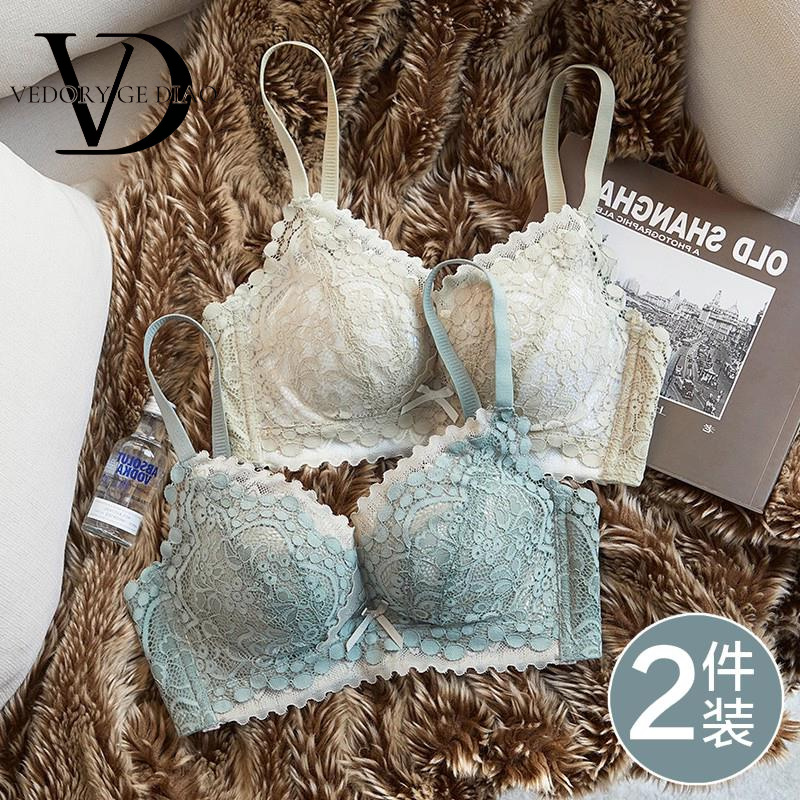 维多利亚聚拢内衣女小胸显大加厚调整型收副乳正品牌文胸内裤套装