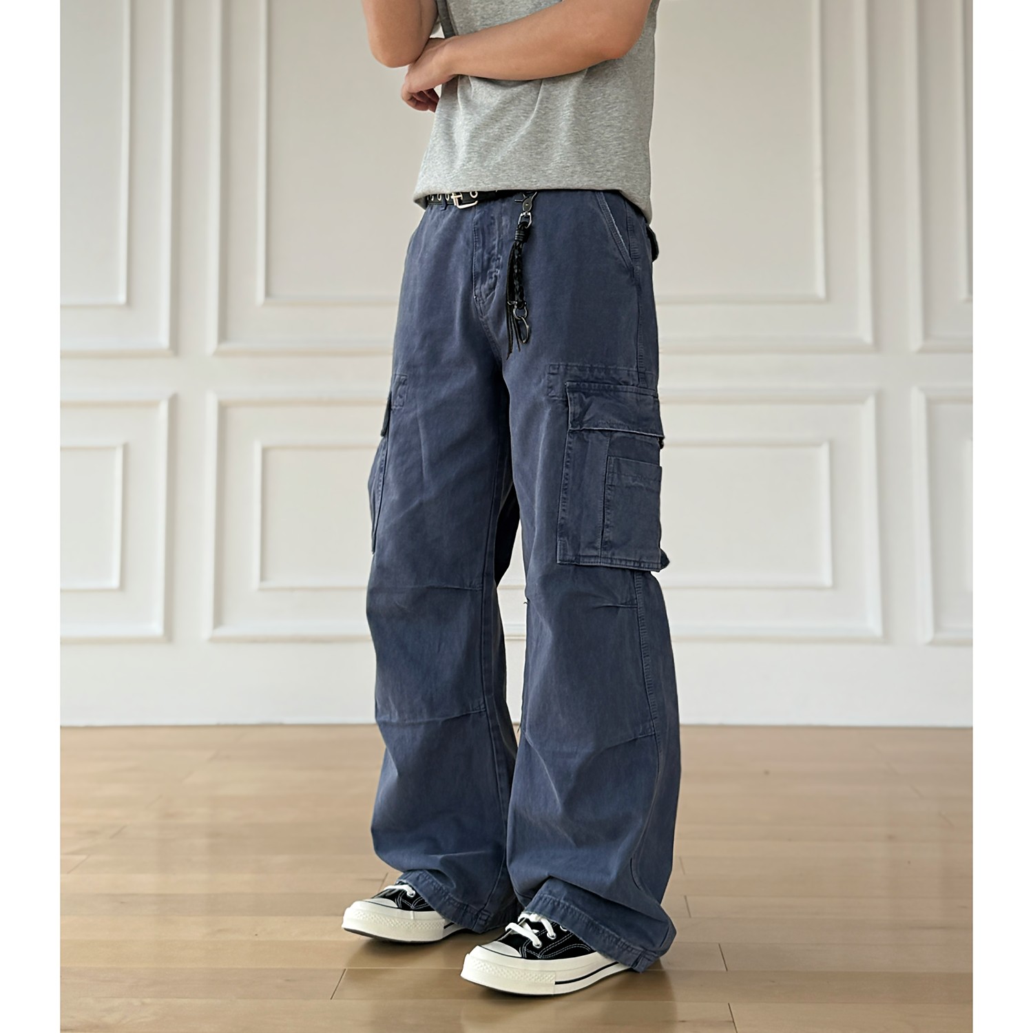 【法工蓝cargo】甄枚前复古做旧cleanfit春直筒男女cargo工装裤