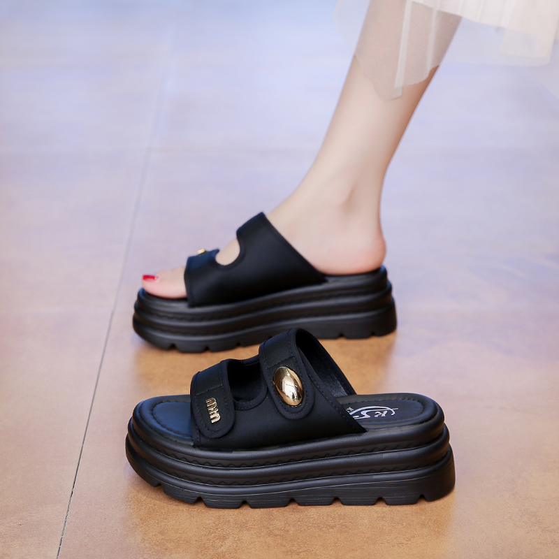 33-39码厚底拖鞋女夏季时尚外穿休闲风百搭魔术贴ins网红一字凉拖