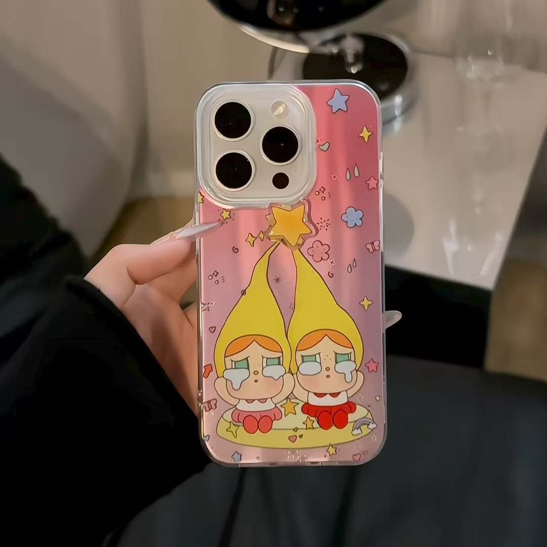 转转星星哭哭女孩适用iPhone16promax苹果15pro流星纹IMD手机壳14