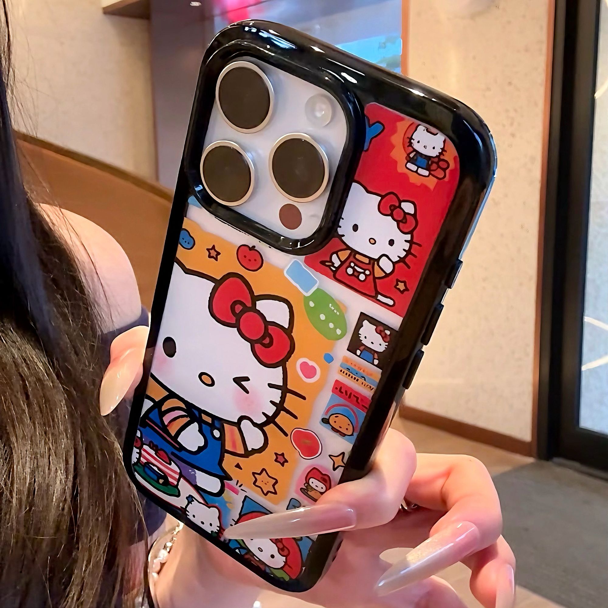 可爱卡通kitty插画适用苹果17/15promax手机壳iPhone16/13/14女12