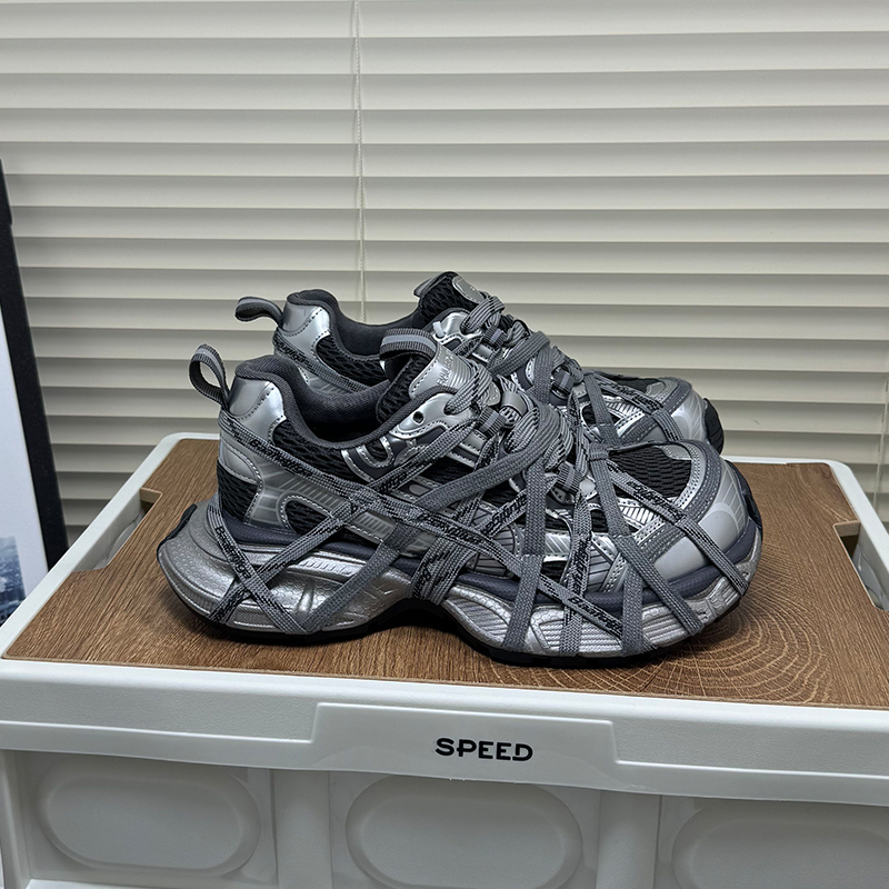 时尚蜘蛛绑带炸街老爹鞋女2025秋冬新款加棉厚底百搭运动休闲鞋潮