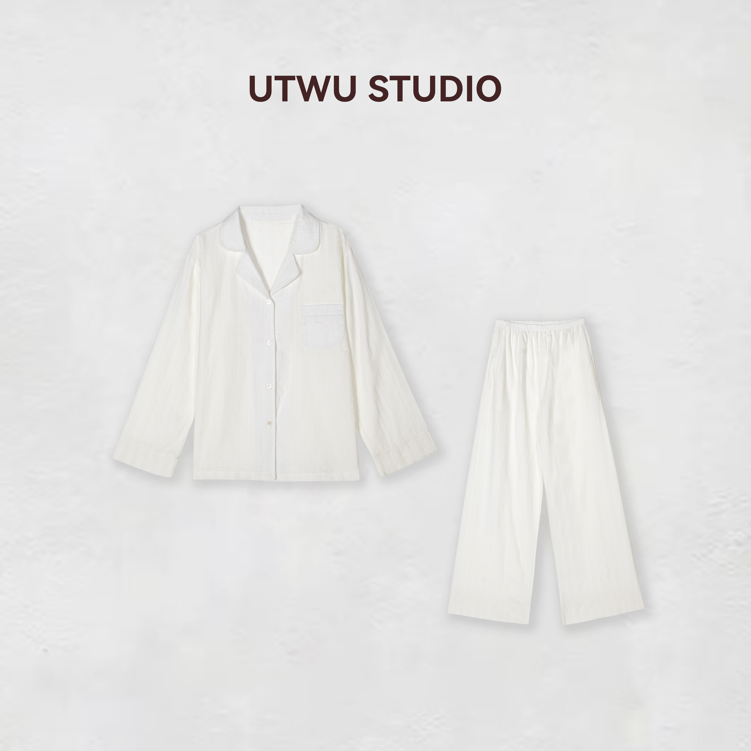 UTWU小敏「裸肤挚爱」口碑宠粉1oo棉法式浪漫纯色睡衣套装S25S1011