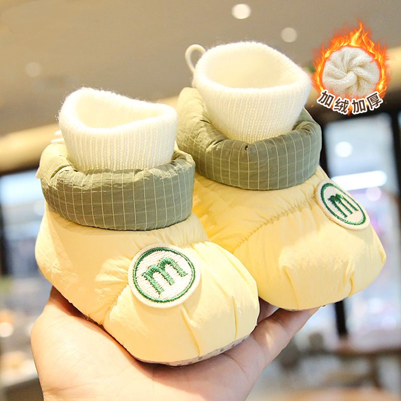 婴儿鞋子冬款加绒0到6个月12冬季鞋袜冬天地板袜初生宝宝秋冬棉鞋