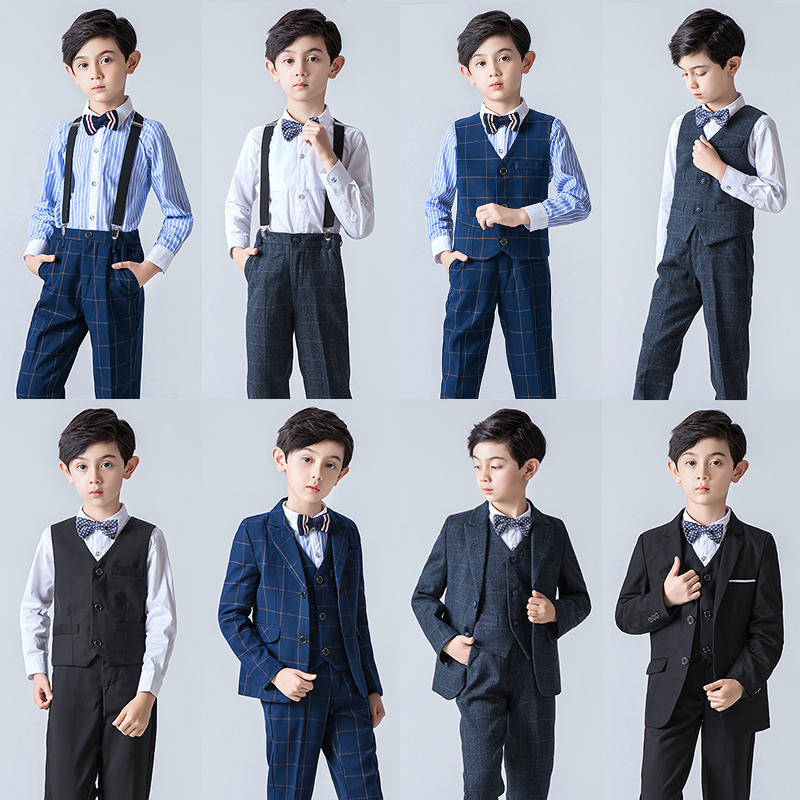 儿童西服套装男童礼服花童小西装主持人西装元旦中大童钢琴演出服