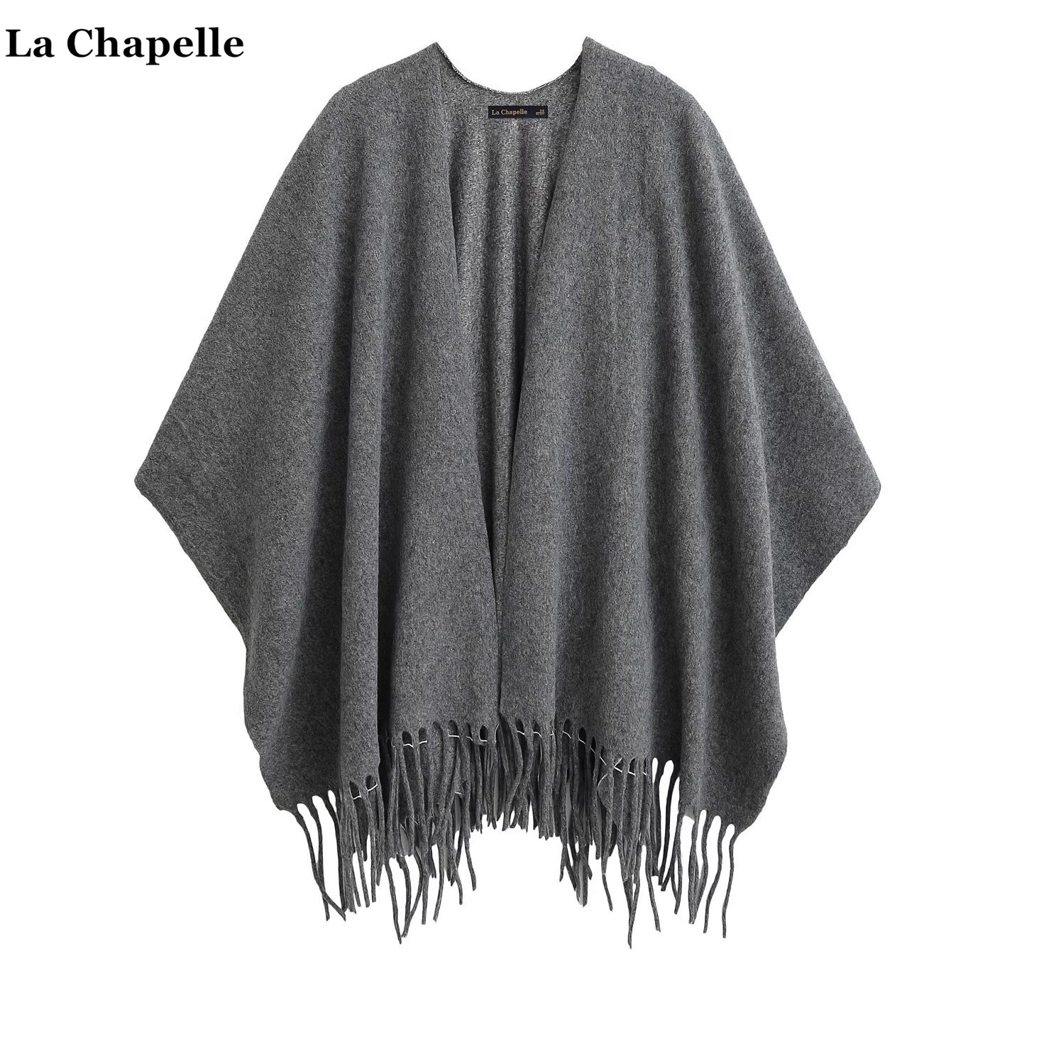 拉夏贝尔/La Chapelle韩系外搭针织披肩围巾女秋冬季纯色斗篷披风